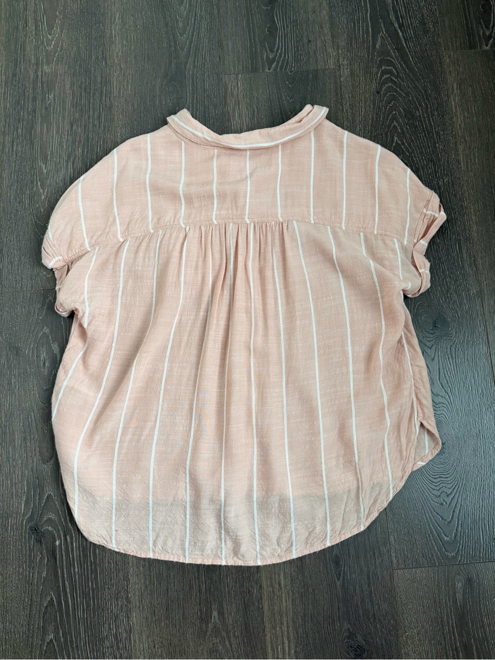American Eagle Outfitters Stripped Button Front Blouse Women’s M Blush/white - Picture 4 of 6